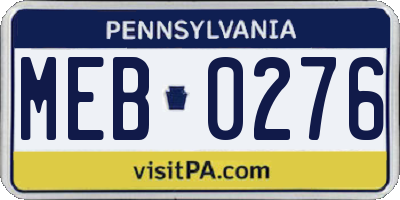 PA license plate MEB0276