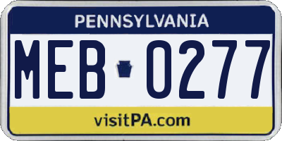 PA license plate MEB0277