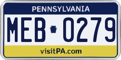 PA license plate MEB0279