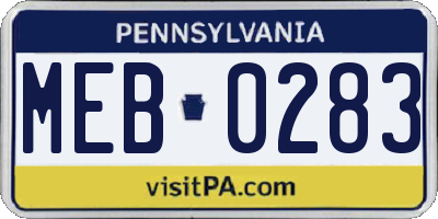 PA license plate MEB0283
