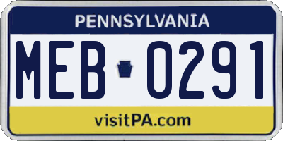 PA license plate MEB0291