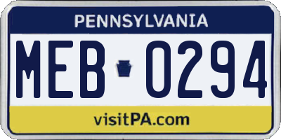 PA license plate MEB0294