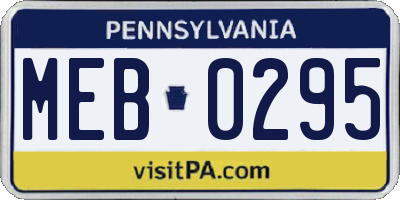 PA license plate MEB0295