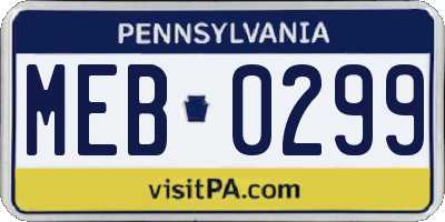 PA license plate MEB0299