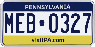 PA license plate MEB0327