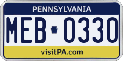 PA license plate MEB0330