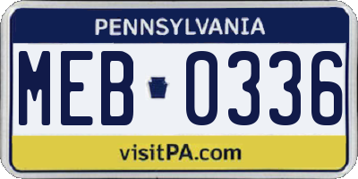 PA license plate MEB0336