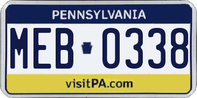 PA license plate MEB0338