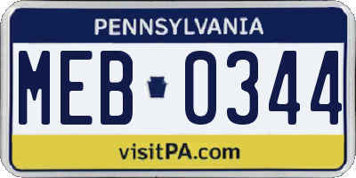PA license plate MEB0344