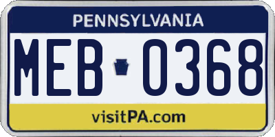 PA license plate MEB0368