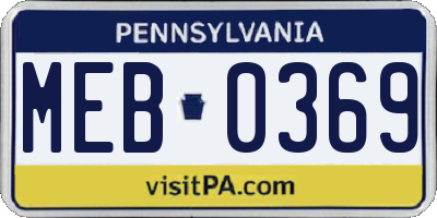 PA license plate MEB0369