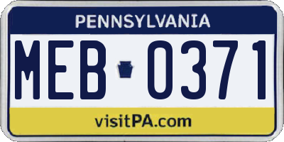 PA license plate MEB0371