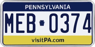 PA license plate MEB0374