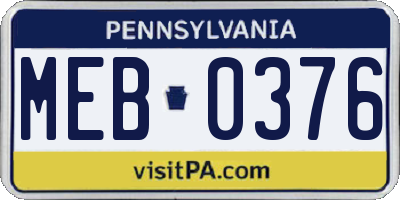 PA license plate MEB0376