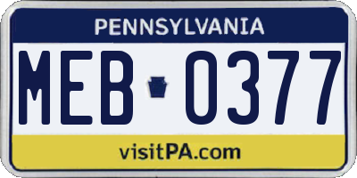 PA license plate MEB0377