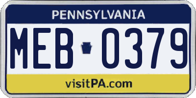 PA license plate MEB0379