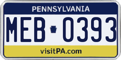 PA license plate MEB0393