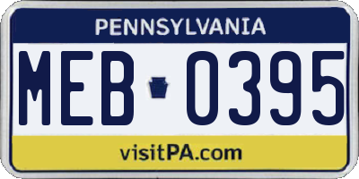 PA license plate MEB0395