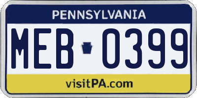 PA license plate MEB0399