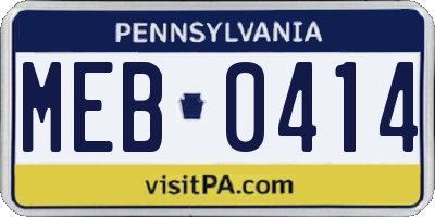 PA license plate MEB0414