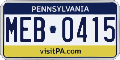 PA license plate MEB0415