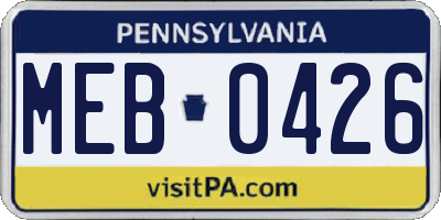 PA license plate MEB0426
