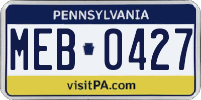 PA license plate MEB0427