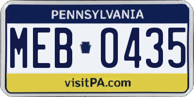 PA license plate MEB0435