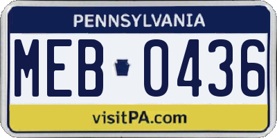 PA license plate MEB0436