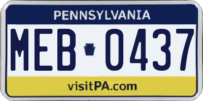 PA license plate MEB0437