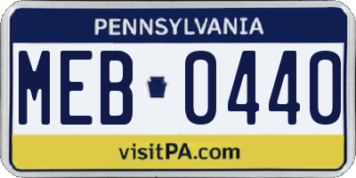 PA license plate MEB0440