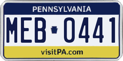 PA license plate MEB0441