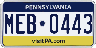 PA license plate MEB0443