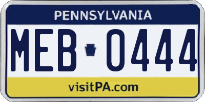 PA license plate MEB0444