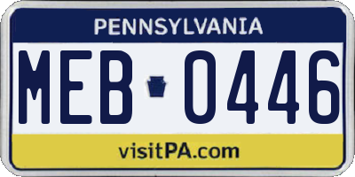 PA license plate MEB0446