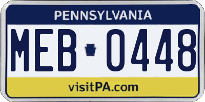 PA license plate MEB0448
