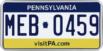 PA license plate MEB0459
