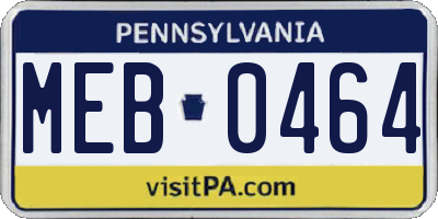 PA license plate MEB0464