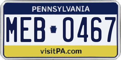 PA license plate MEB0467