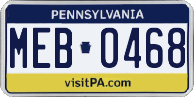 PA license plate MEB0468