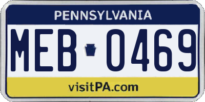 PA license plate MEB0469