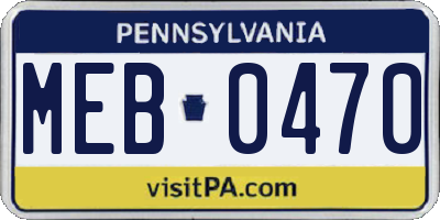 PA license plate MEB0470
