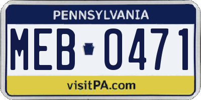 PA license plate MEB0471
