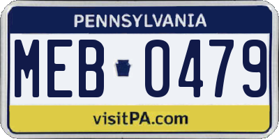 PA license plate MEB0479