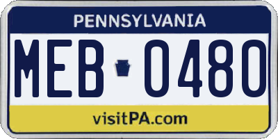 PA license plate MEB0480