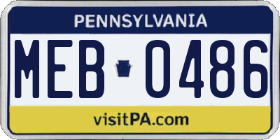PA license plate MEB0486