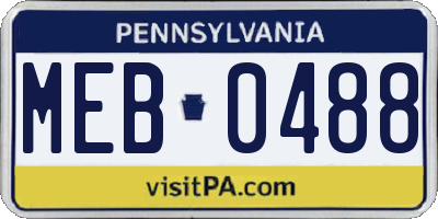 PA license plate MEB0488