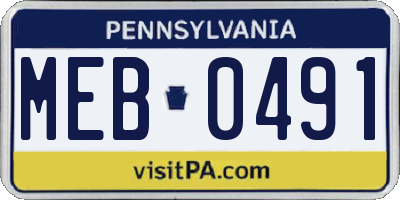 PA license plate MEB0491