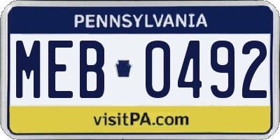 PA license plate MEB0492