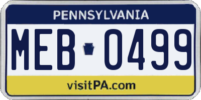PA license plate MEB0499